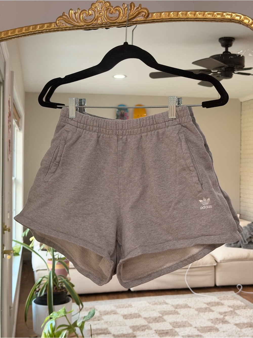 Adidas Originals Grey Raw-Hem Sweat Shorts Size M